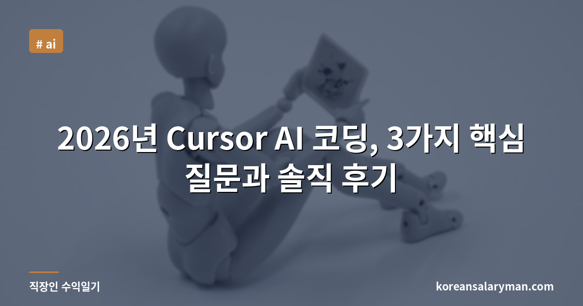 2026년 Cursor AI 코딩, 3가지 핵심 질문과 솔직 후기