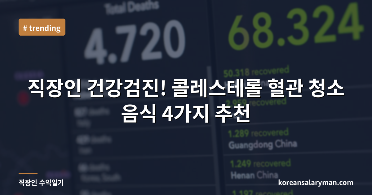 직장인 건강검진! 콜레스테롤 혈관 청소 음식 4가지 추천