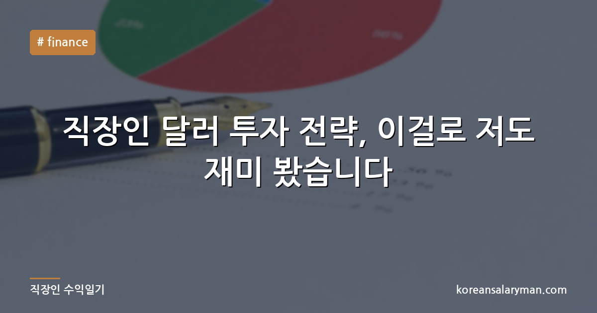 직장인 달러 투자 전략, 이걸로 저도 재미 봤습니다