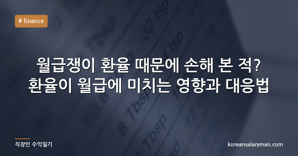 월급쟁이 환율 때문에 손해 본 적? 환율이 월급에 미치는 영향과 대응법
