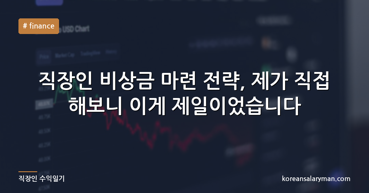 직장인 비상금 마련 전략, 제가 직접 해보니 이게 제일이었습니다
